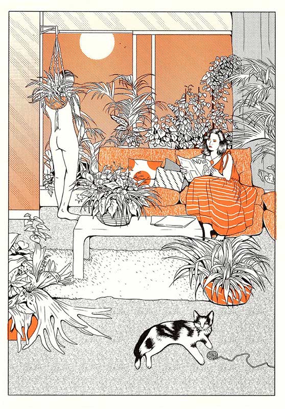 Orange Lounging Cat Sims Illustration