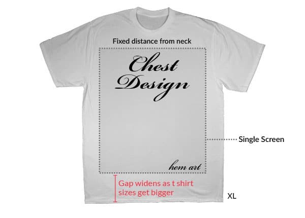 Hem design on same screen as chest print area